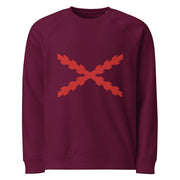 Comprar Sudadera orgánica raglán unisex Cruz de Borgoña La Flamenca de Borgoña Bandera España