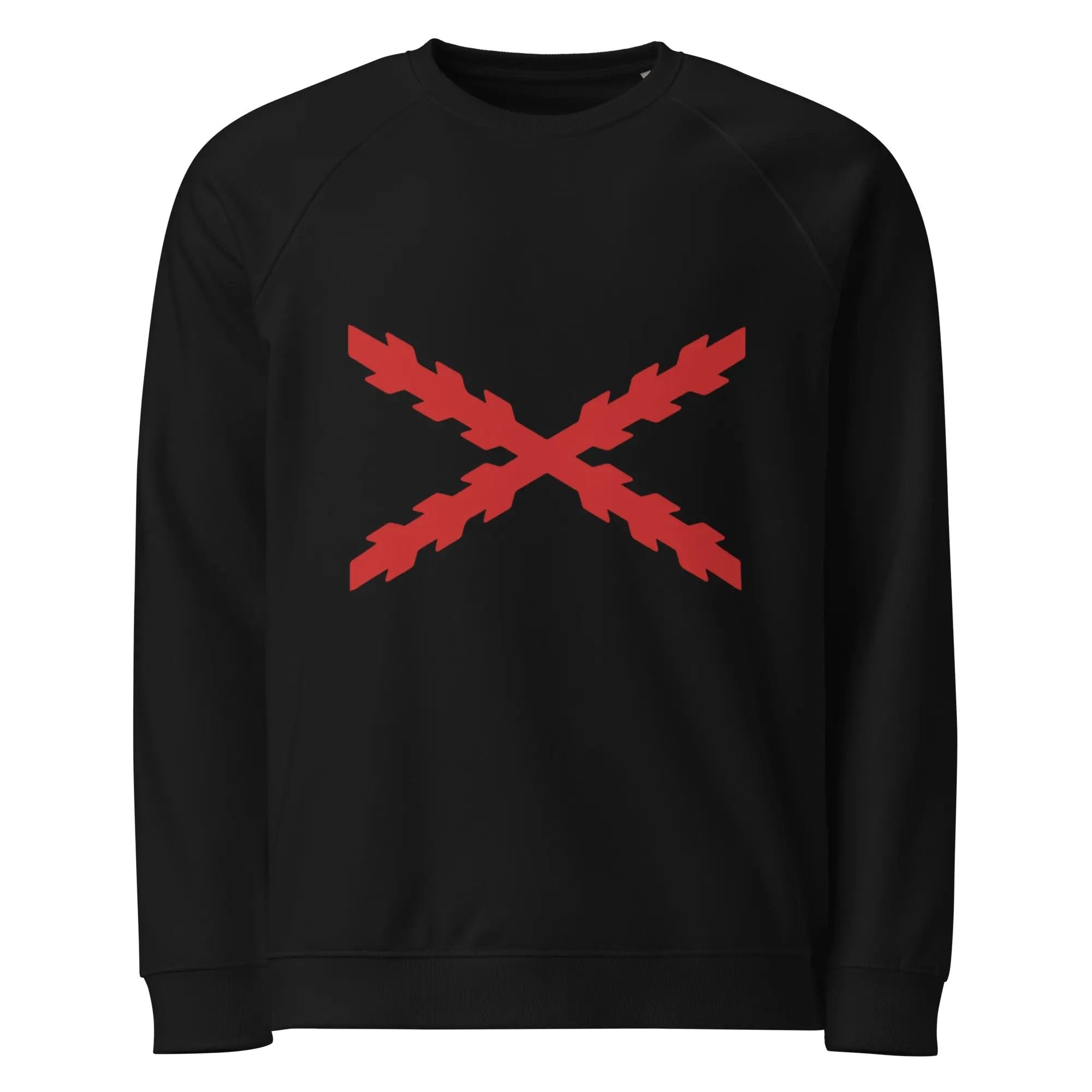 Comprar Sudadera orgánica raglán unisex Cruz de Borgoña La Flamenca de Borgoña Bandera España