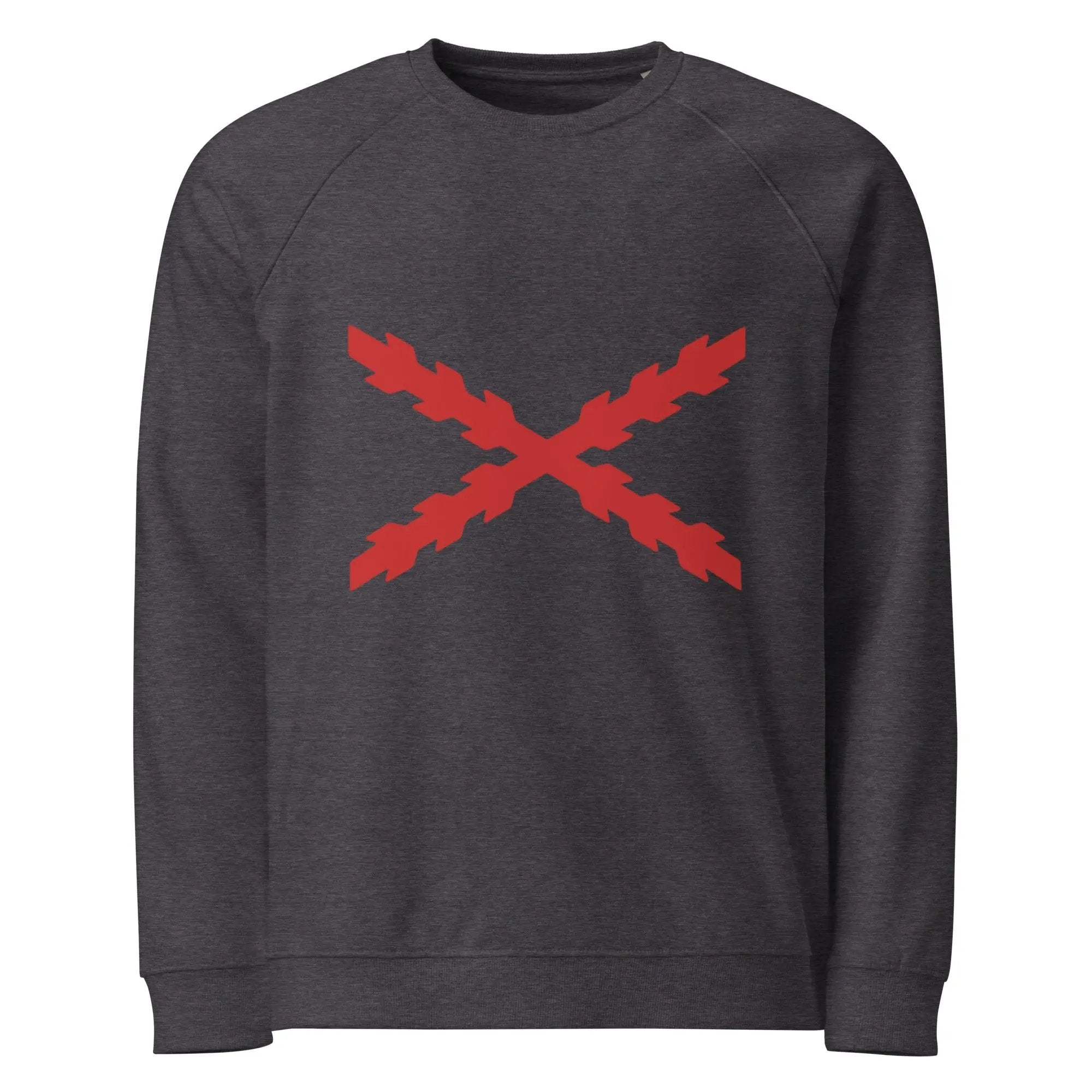 Comprar Sudadera orgánica raglán unisex Cruz de Borgoña La Flamenca de Borgoña Bandera España