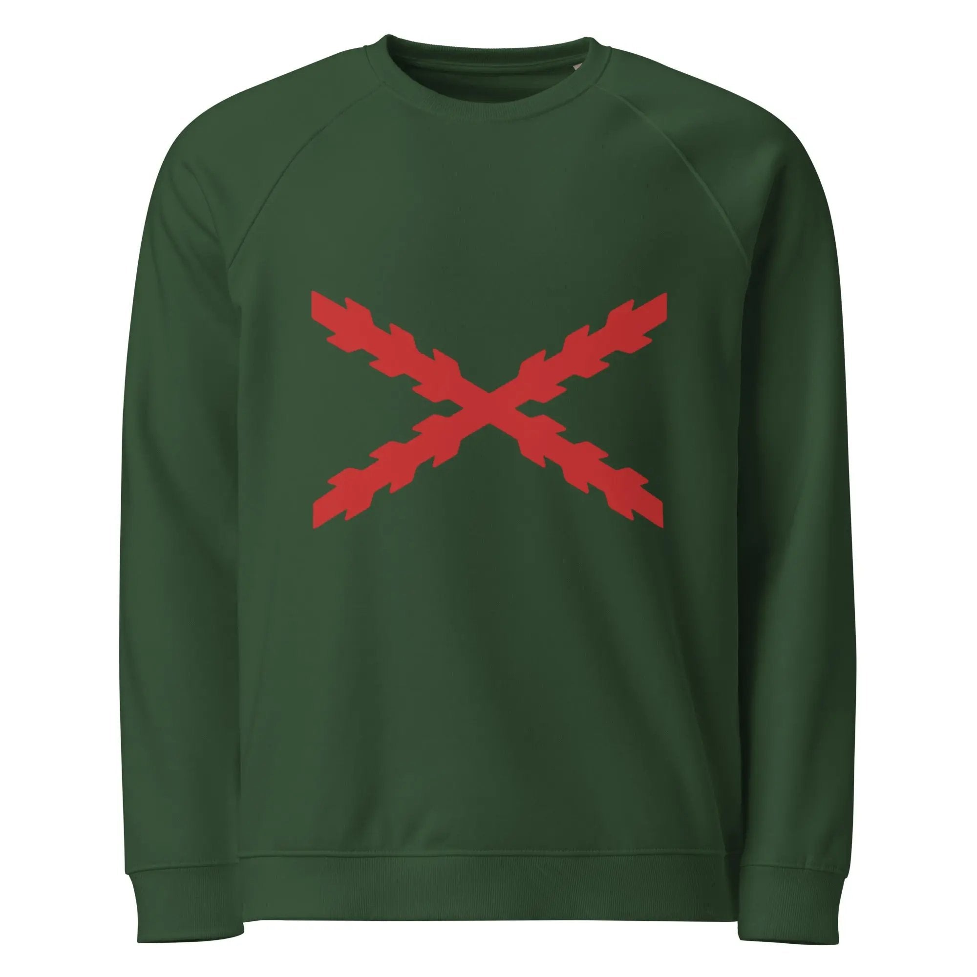 Comprar Sudadera orgánica raglán unisex Cruz de Borgoña La Flamenca de Borgoña Bandera España
