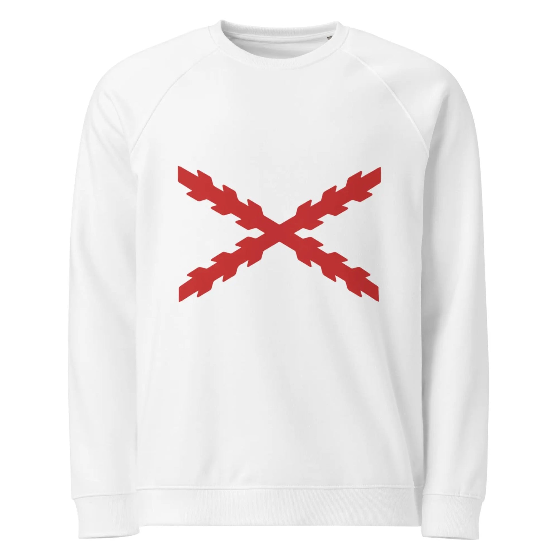 Comprar Sudadera orgánica raglán unisex Cruz de Borgoña La Flamenca de Borgoña Bandera España