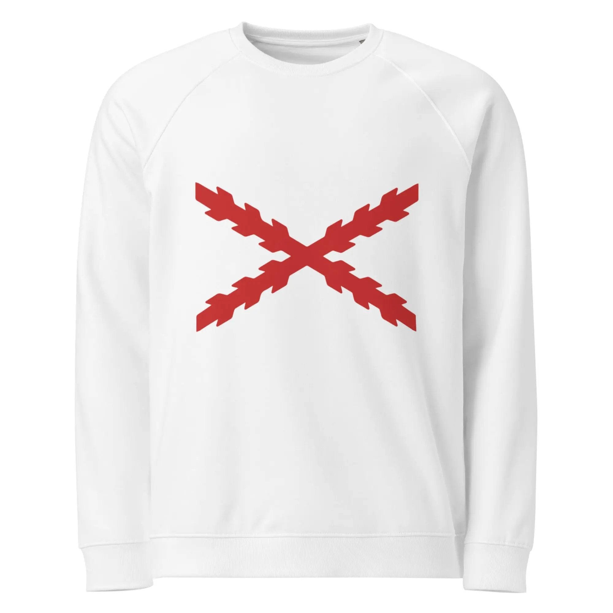 Comprar Sudadera orgánica raglán unisex Cruz de Borgoña La Flamenca de Borgoña Bandera España