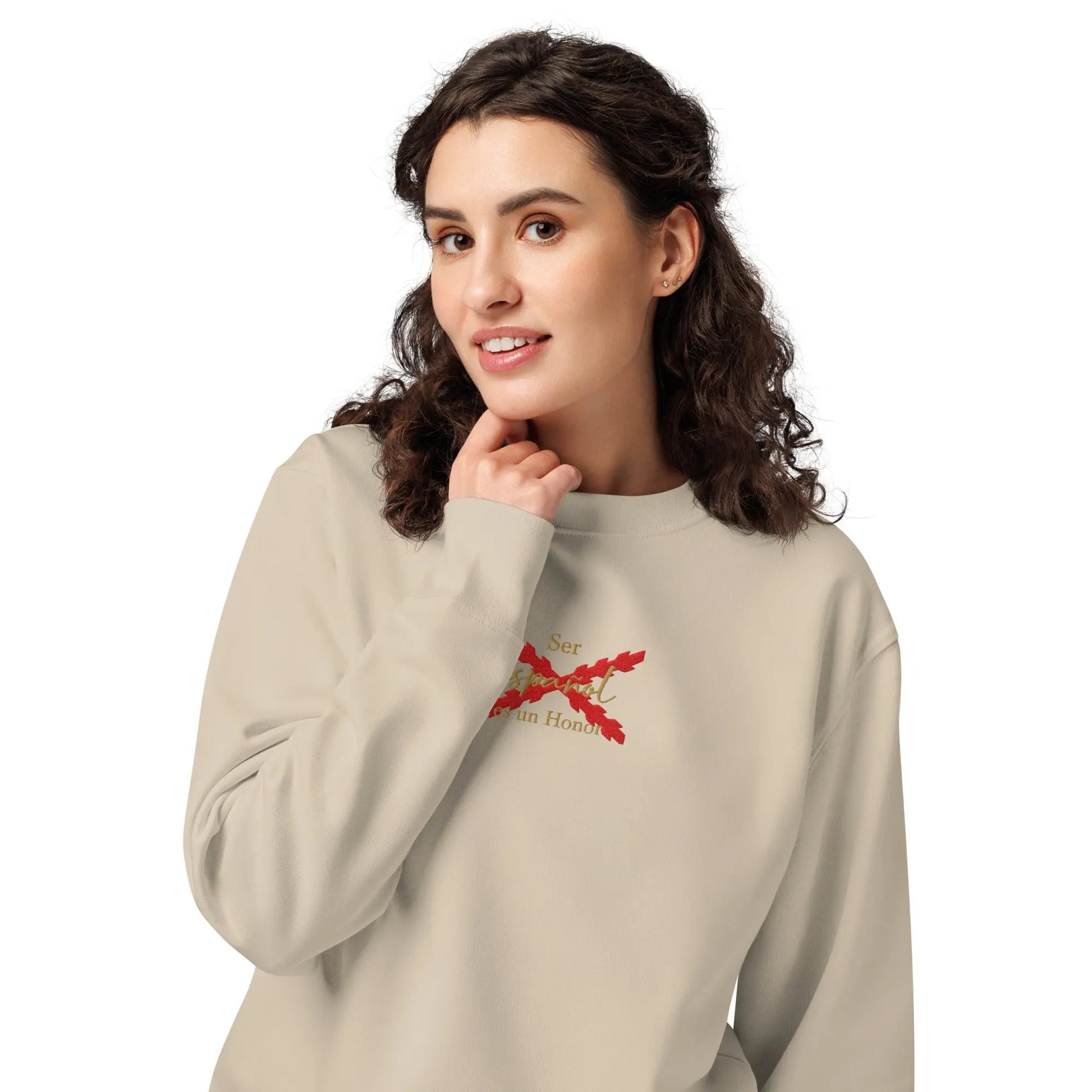 Comprar Sudadera orgánica unisex "Ser español es un Honor" La Flamenca de Borgoña Bandera España