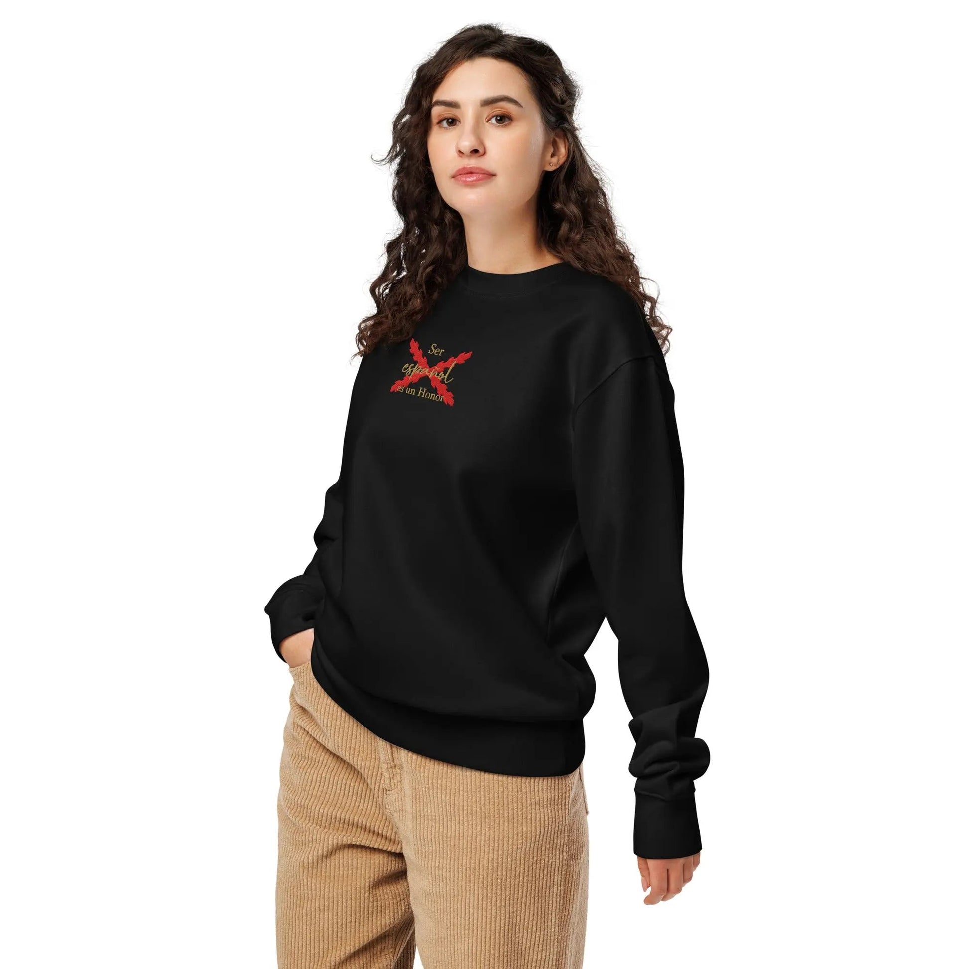 Comprar Sudadera orgánica unisex "Ser español es un Honor" La Flamenca de Borgoña Bandera España