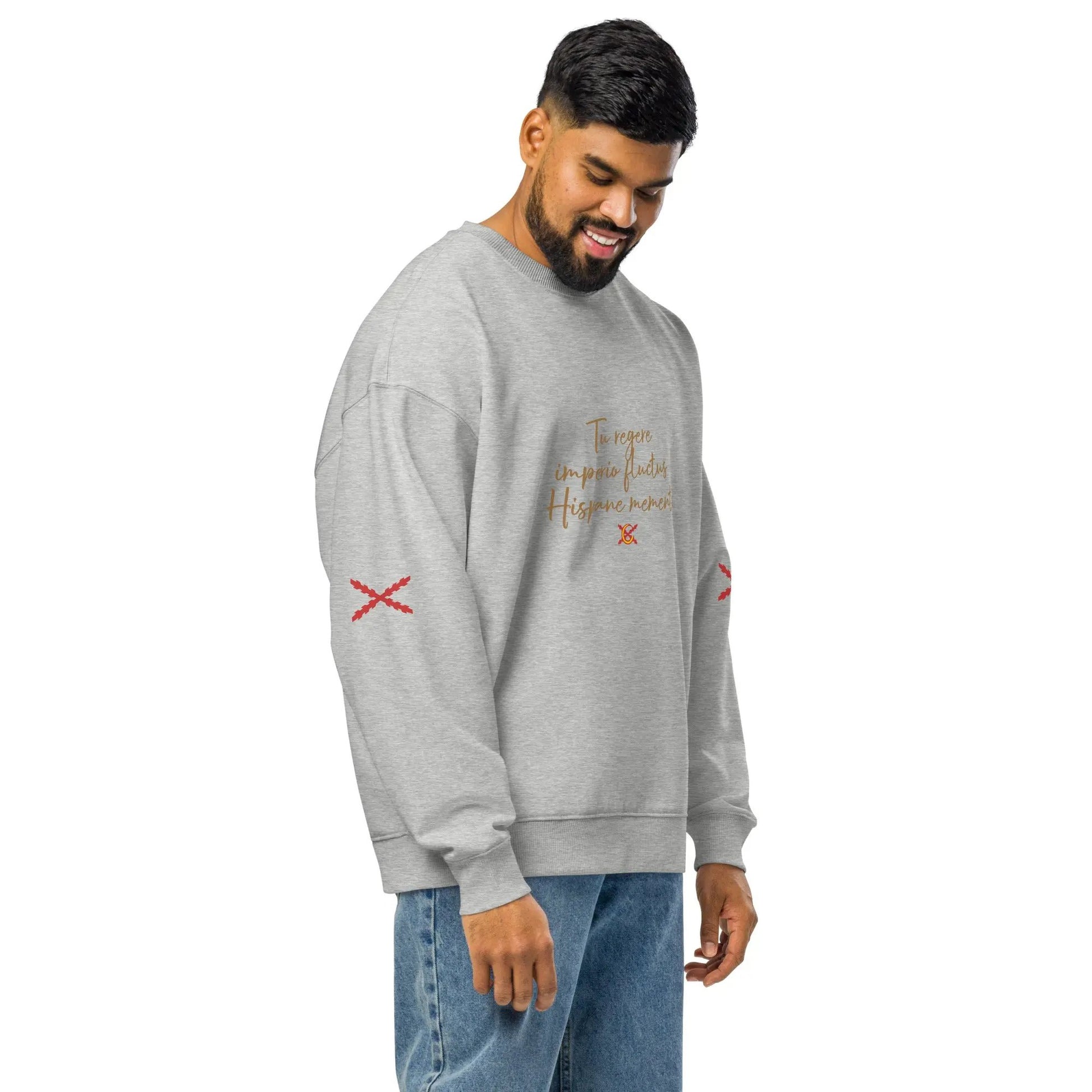 Comprar Sudadera oversize orgánica unisex "Tu regere imperio fluctus Hispane Memento" La Flamenca de Borgoña Bandera España