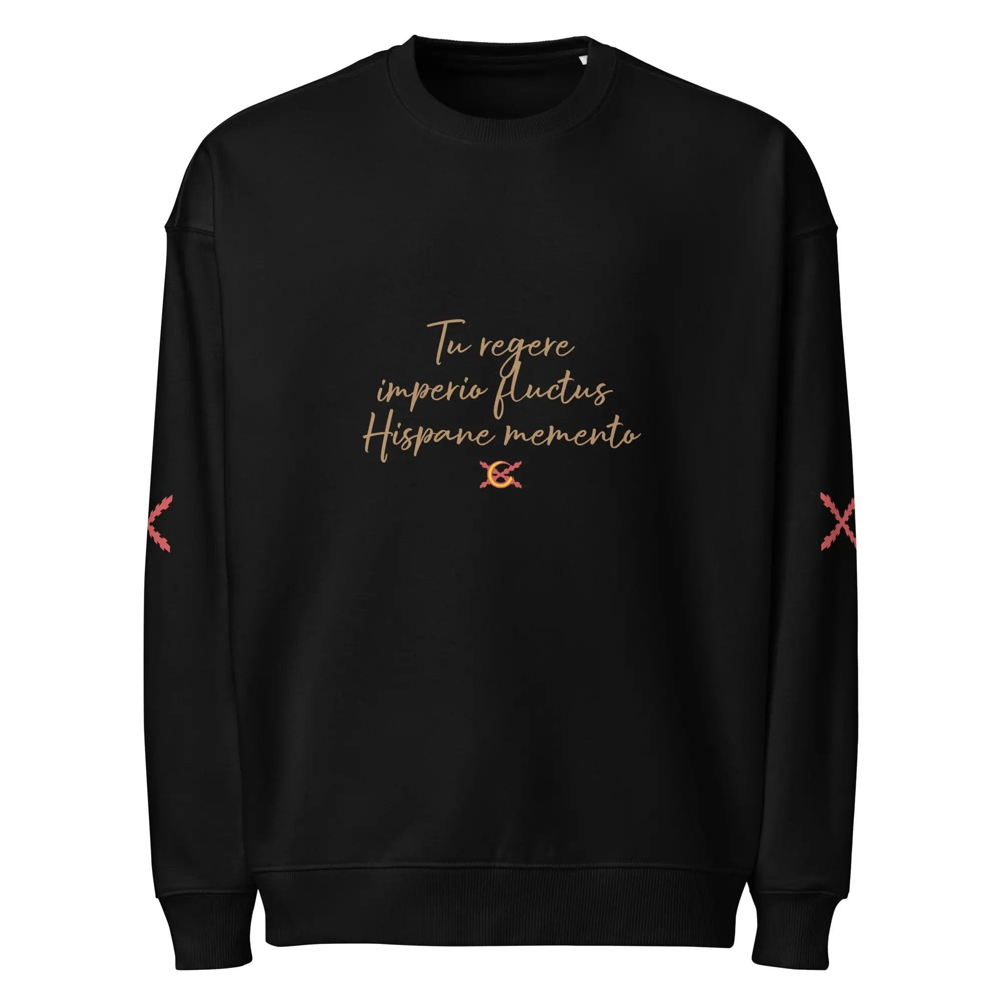 Comprar Sudadera oversize orgánica unisex "Tu regere imperio fluctus Hispane Memento" La Flamenca de Borgoña Bandera España