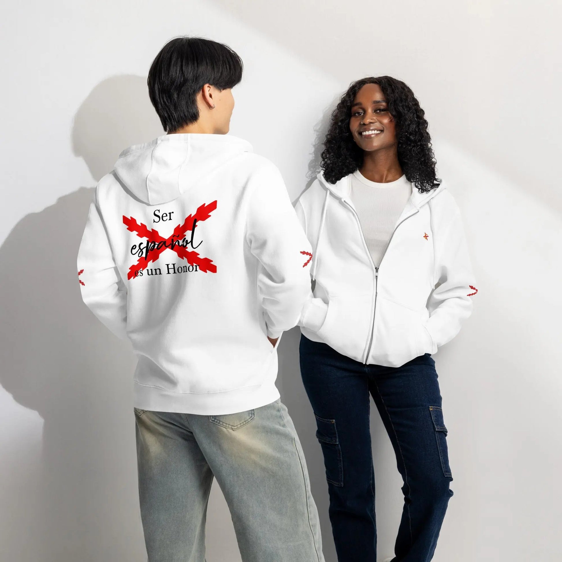 Comprar Sudadera premium con cremallera completa "Ser español es un Honor" La Flamenca de Borgoña Bandera España