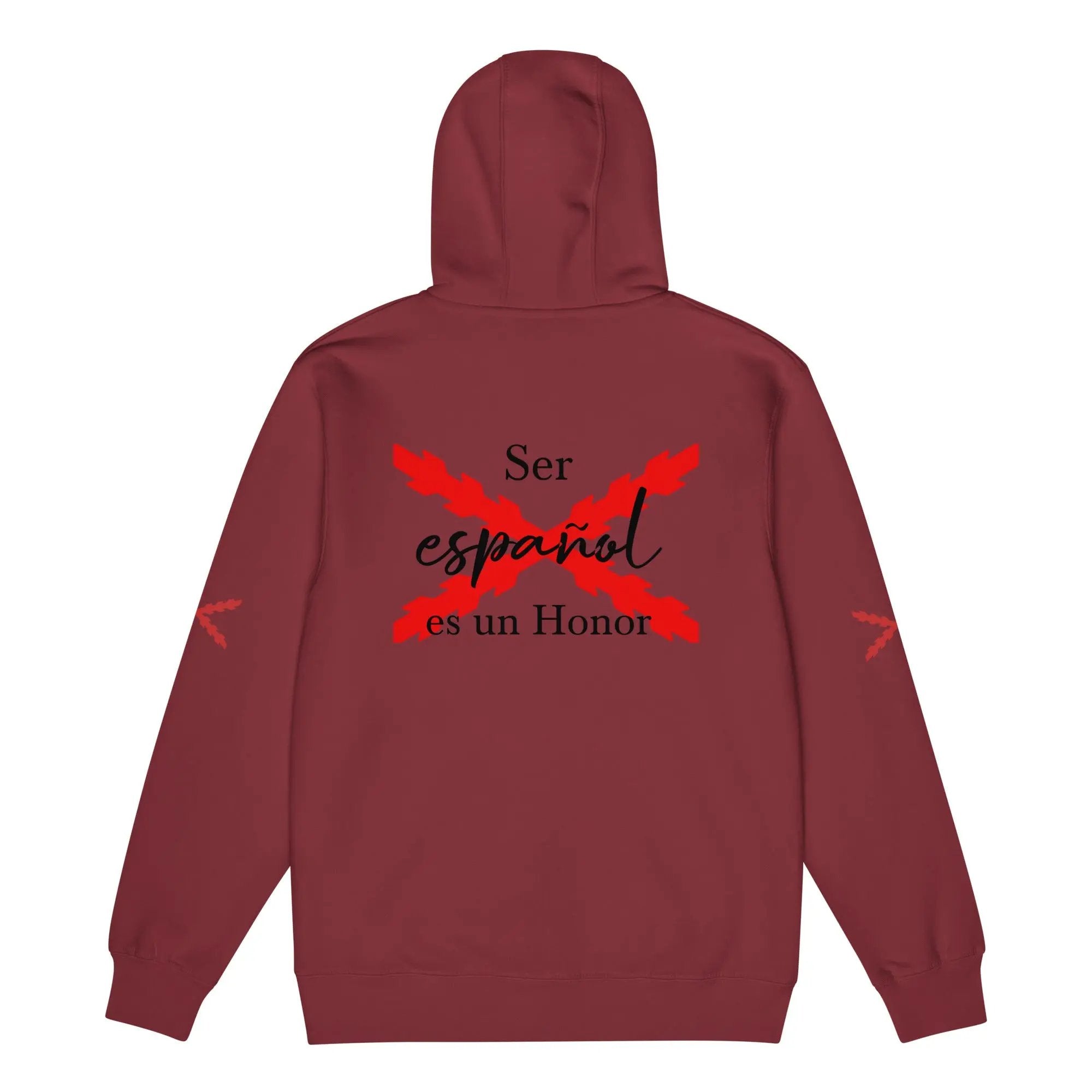 Comprar Sudadera premium con cremallera completa "Ser español es un Honor" La Flamenca de Borgoña Bandera España