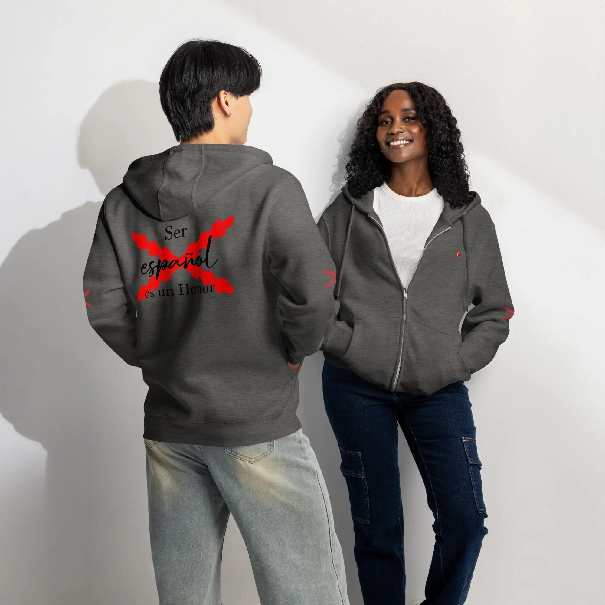 Comprar Sudadera premium con cremallera completa "Ser español es un Honor" La Flamenca de Borgoña Bandera España