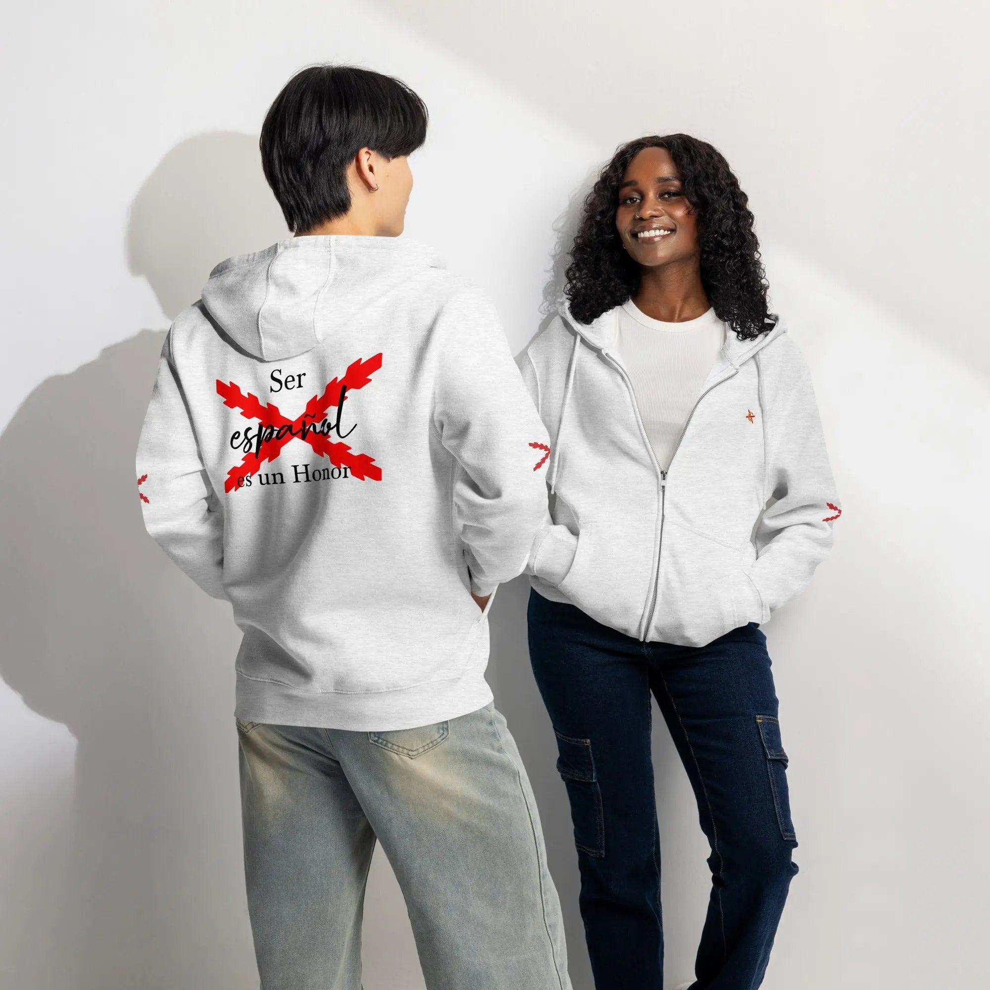 Comprar Sudadera premium con cremallera completa "Ser español es un Honor" La Flamenca de Borgoña Bandera España