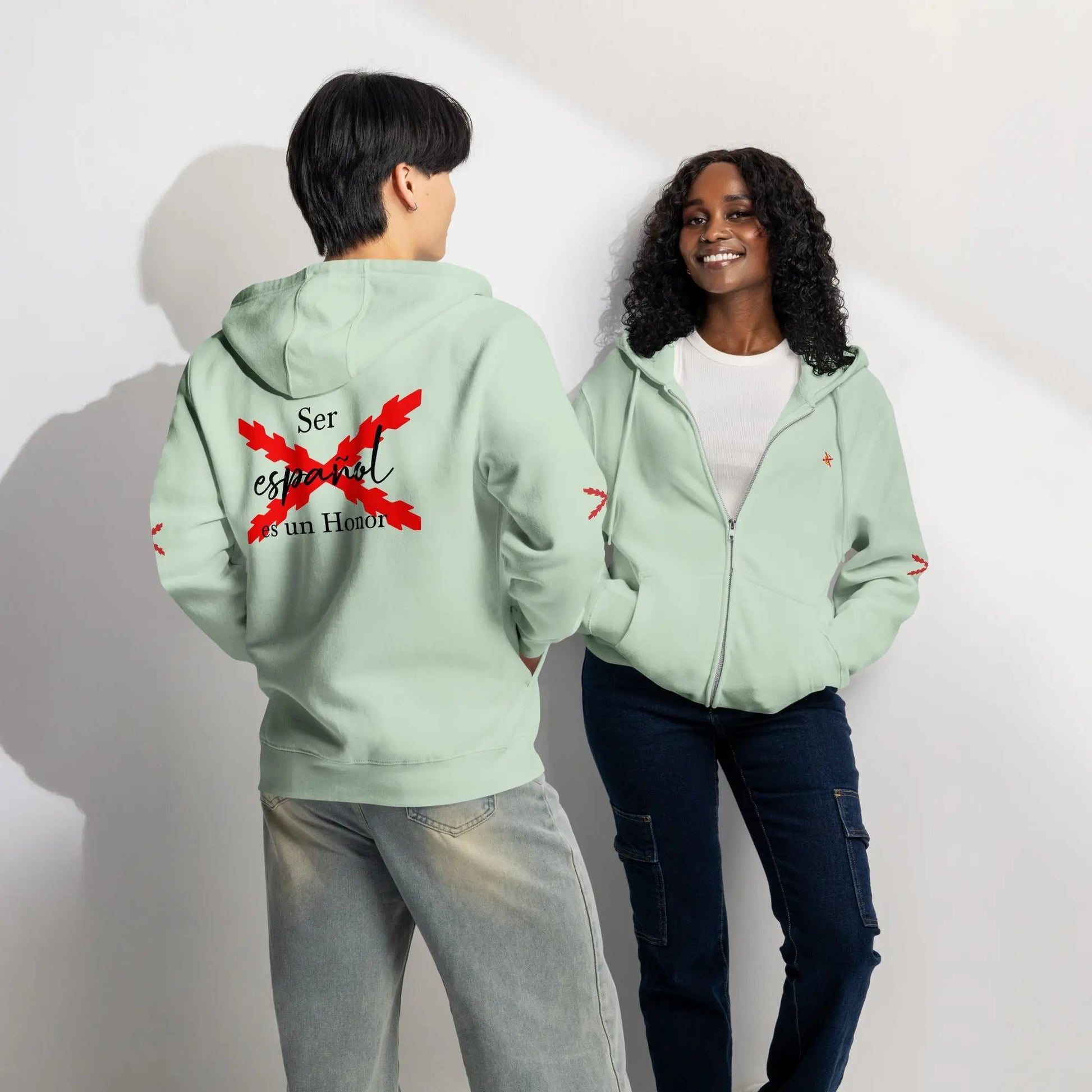 Comprar Sudadera premium con cremallera completa "Ser español es un Honor" La Flamenca de Borgoña Bandera España