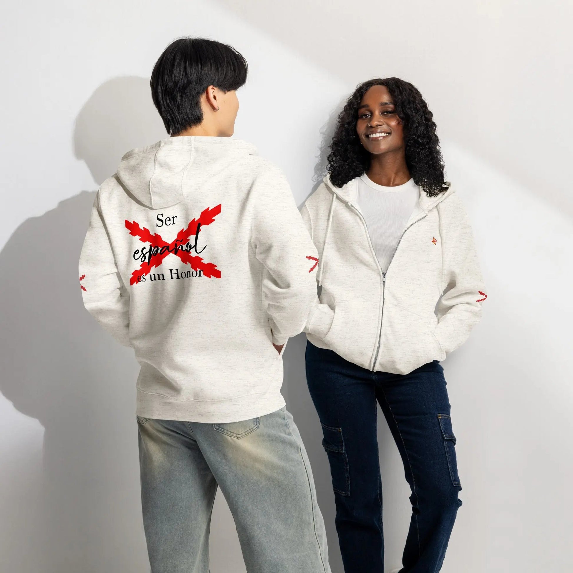 Comprar Sudadera premium con cremallera completa "Ser español es un Honor" La Flamenca de Borgoña Bandera España