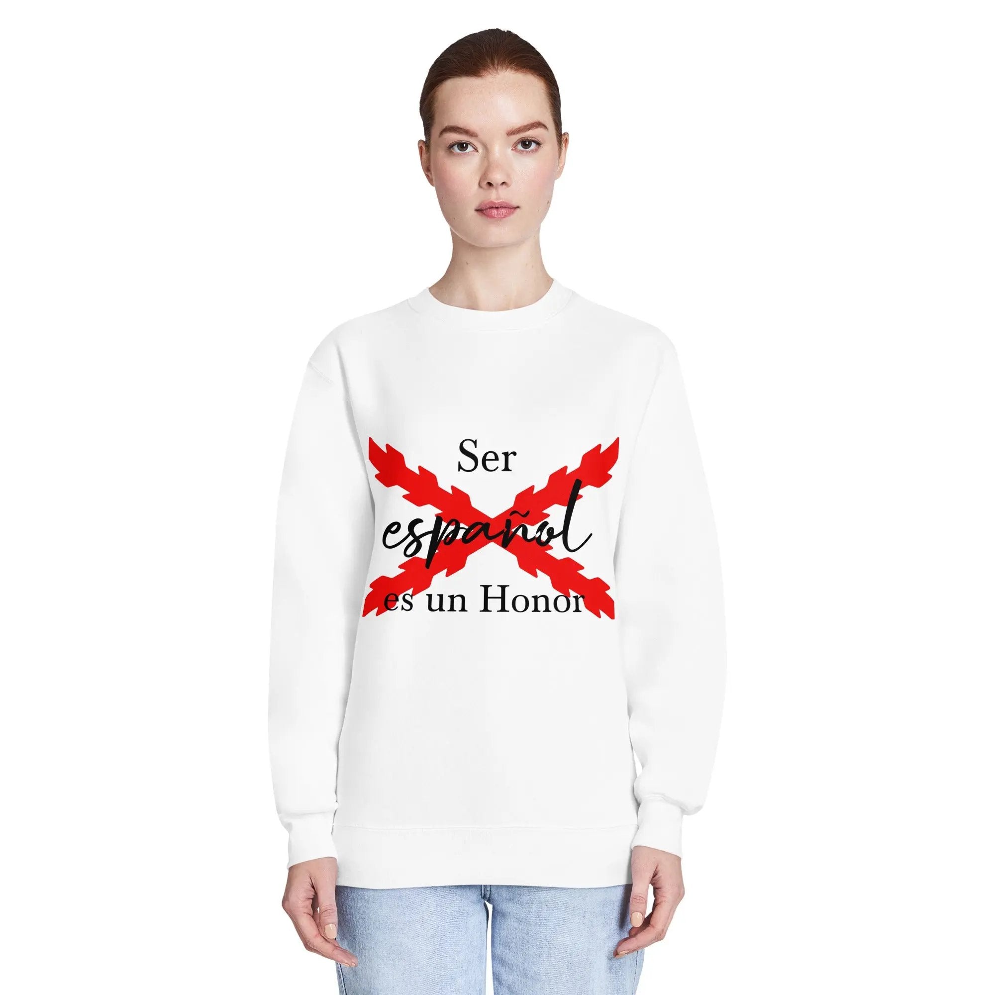 Comprar Sudadera premium unisex de cuello redondo "Ser español de Honor" La Flamenca de Borgoña Bandera España