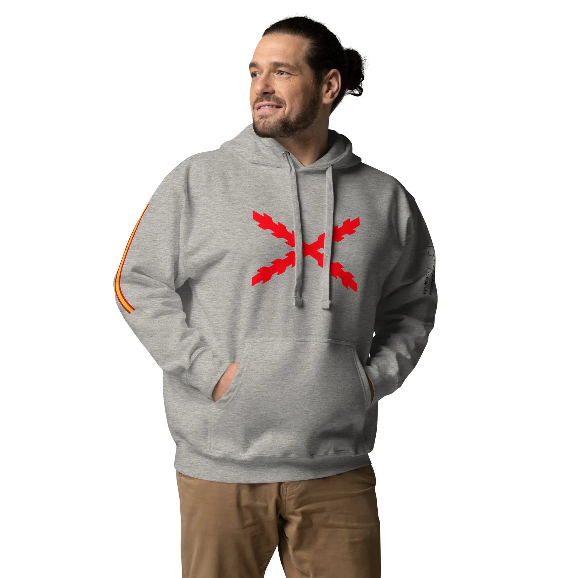 Comprar Sudadera unisex Tu Regere Imperio Fluctus Hispane Memento con capucha La Flamenca de Borgoña, Bandera de España, Cruz de Borgoña, Patricia Muñoz, VOX, Santiago Abascal 