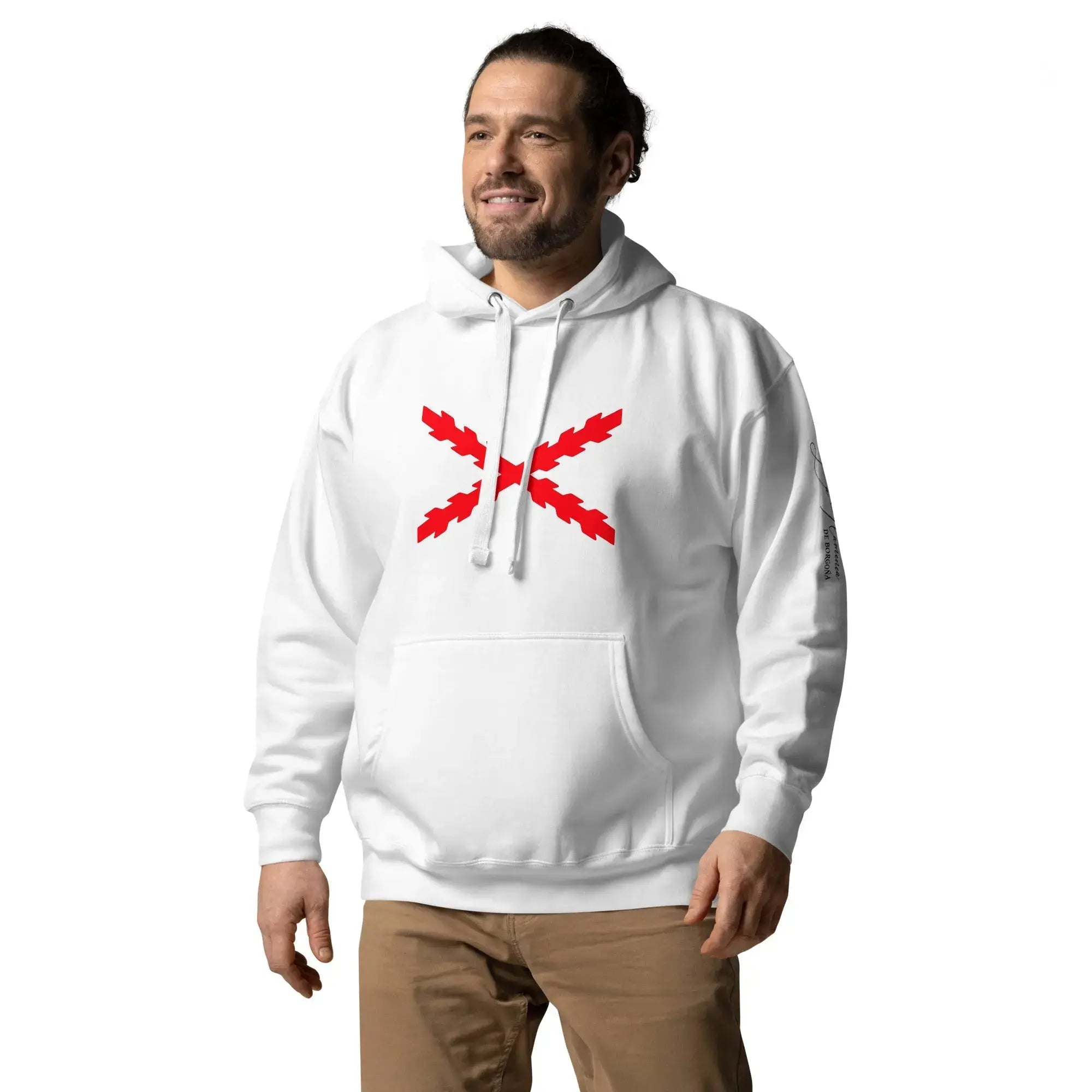Comprar Sudadera unisex Tu Regere Imperio Fluctus Hispane Memento con capucha La Flamenca de Borgoña, Bandera de España, Cruz de Borgoña, Patricia Muñoz, VOX, Santiago Abascal 