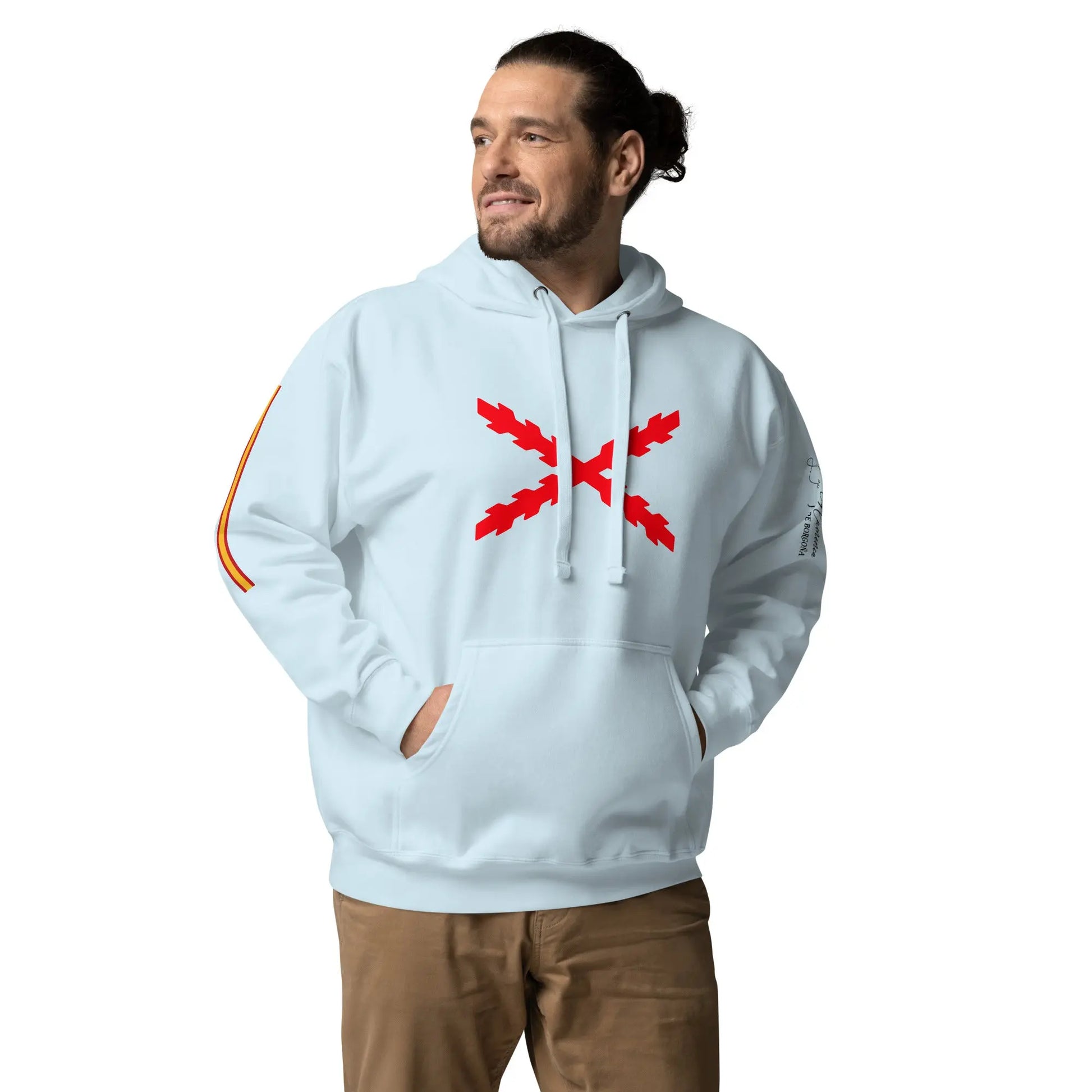Comprar Sudadera unisex Tu Regere Imperio Fluctus Hispane Memento con capucha La Flamenca de Borgoña, Bandera de España, Cruz de Borgoña, Patricia Muñoz, VOX, Santiago Abascal 