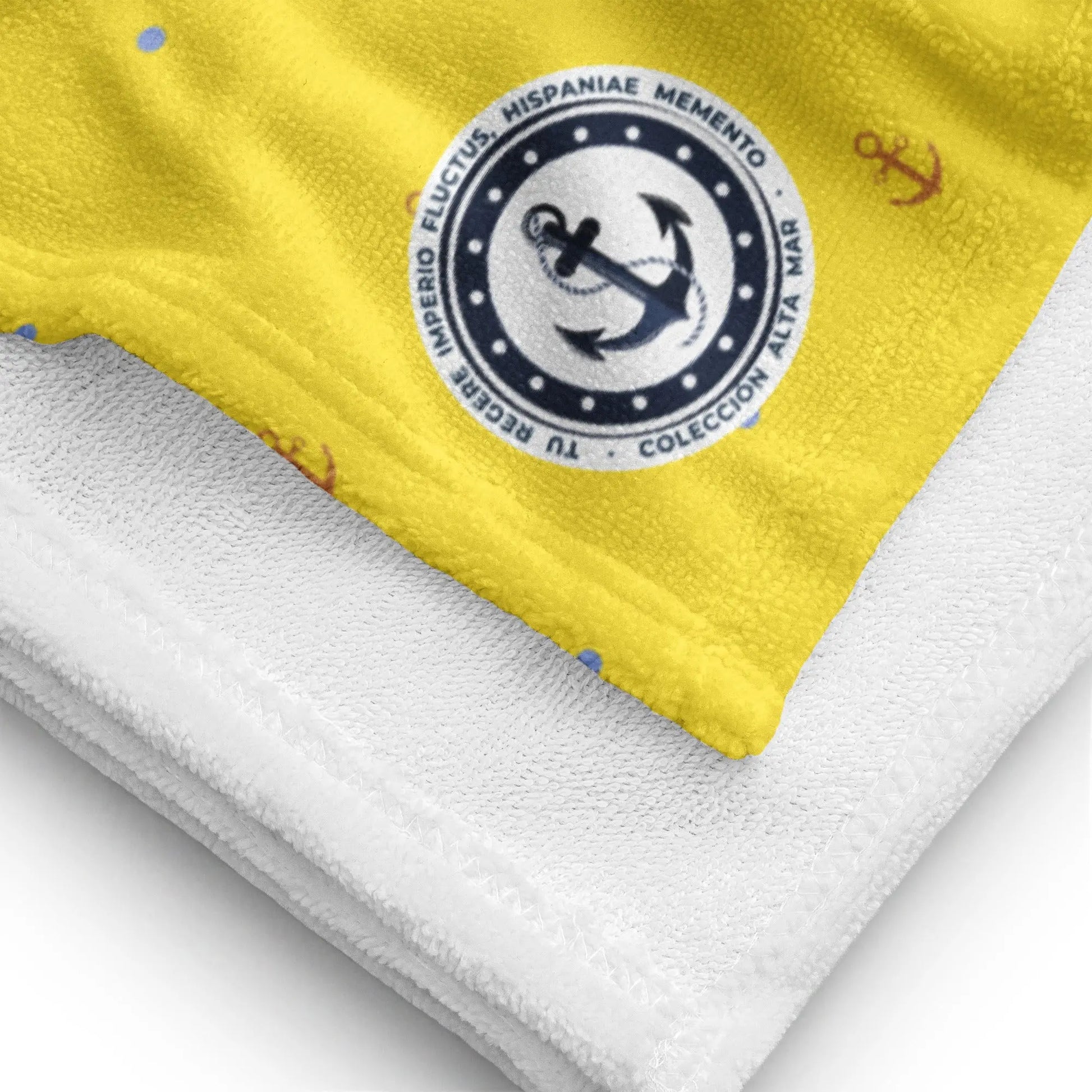 Comprar Toalla amarillo anclas amarillas - Colección Alta Mar XI La Flamenca de Borgoña, Bandera de España, Cruz de Borgoña, Patricia Muñoz, VOX, Santiago Abascal