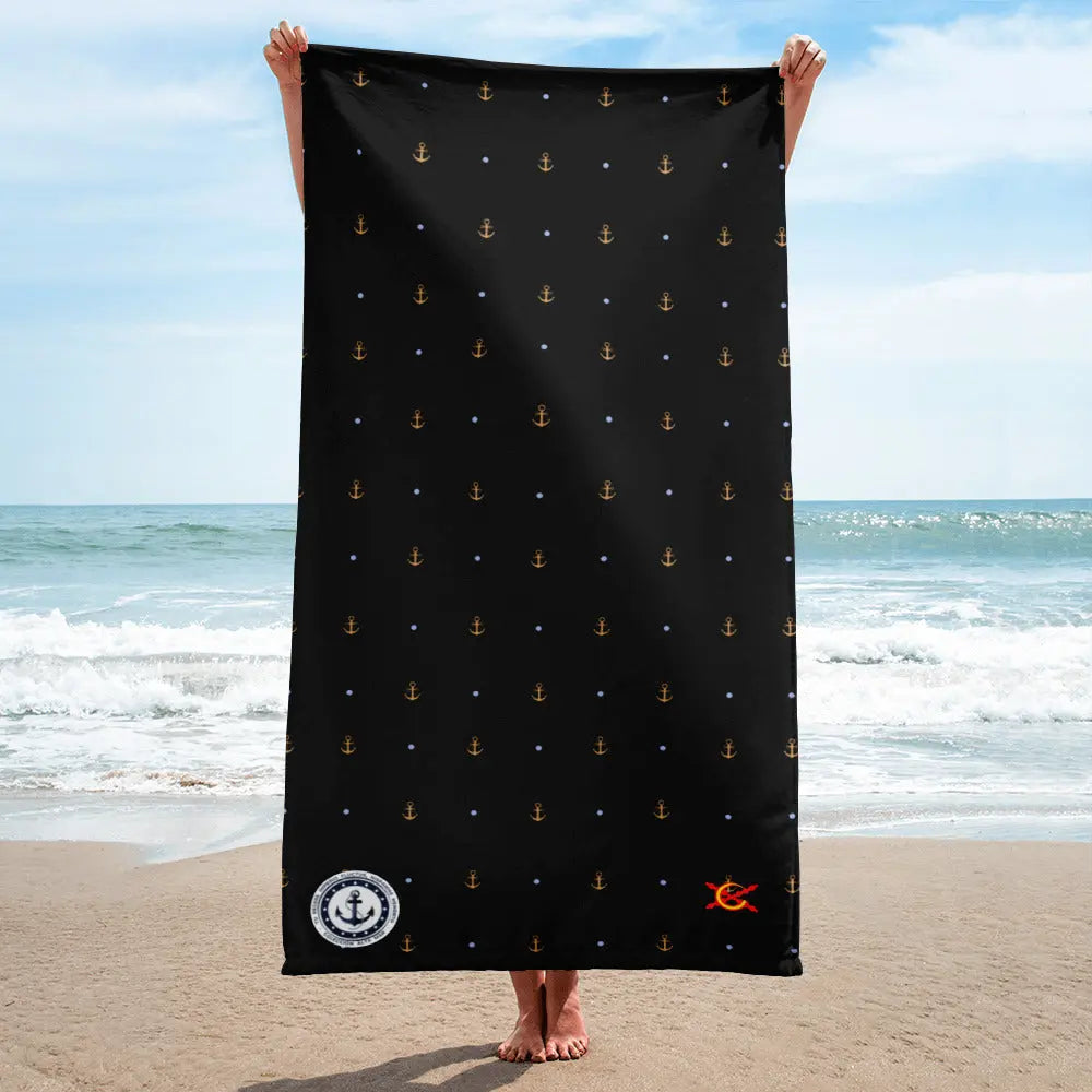 Comprar Toalla negra anclas amarillas - Colección Alta Mar X La Flamenca de Borgoña, Bandera de España, Cruz de Borgoña, Patricia Muñoz, VOX, Santiago Abascal