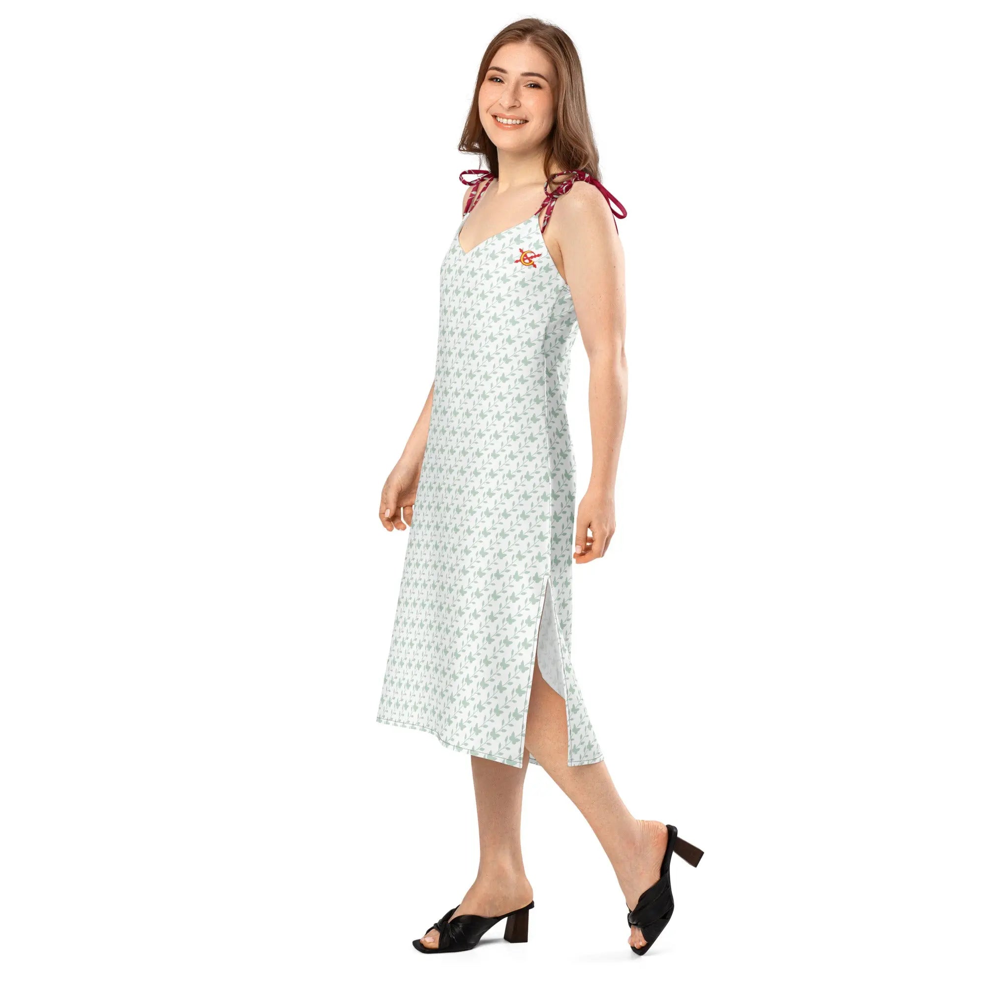 Comprar Vestido midi con tirantes ajustables Blanco y verde La Flamenca de Borgoña Bandera España