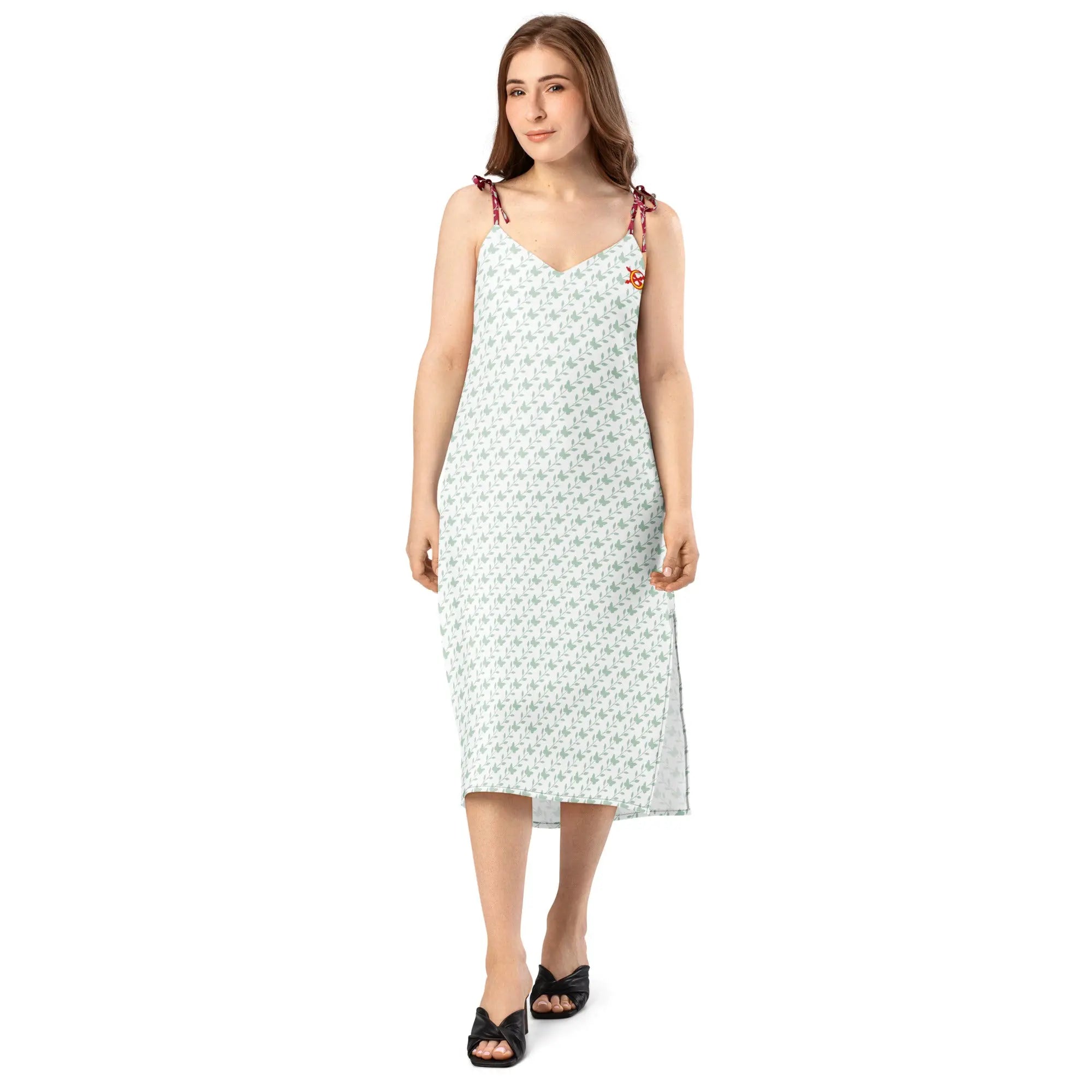 Comprar Vestido midi con tirantes ajustables Blanco y verde La Flamenca de Borgoña Bandera España