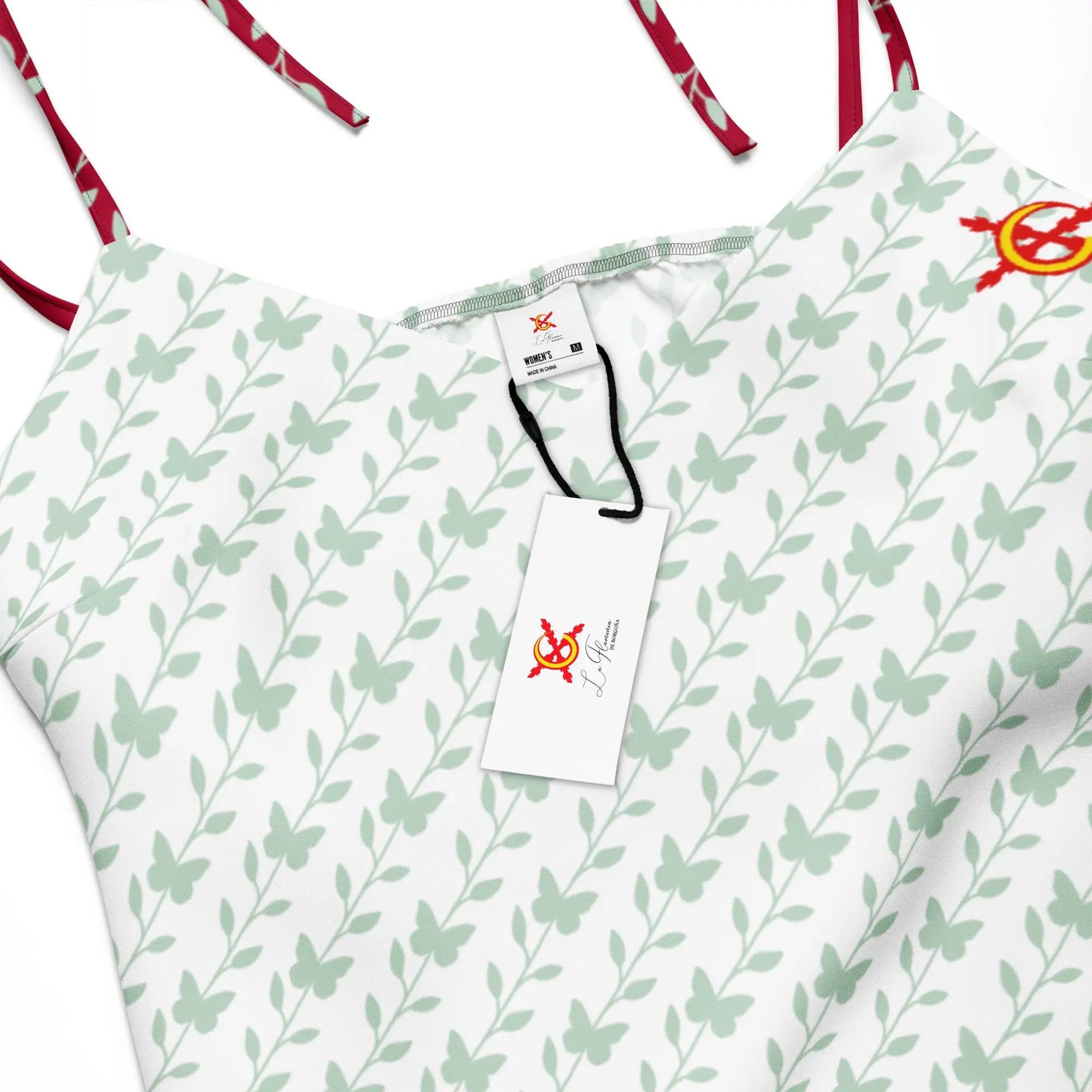 Comprar Vestido midi con tirantes ajustables Blanco y verde La Flamenca de Borgoña Bandera España