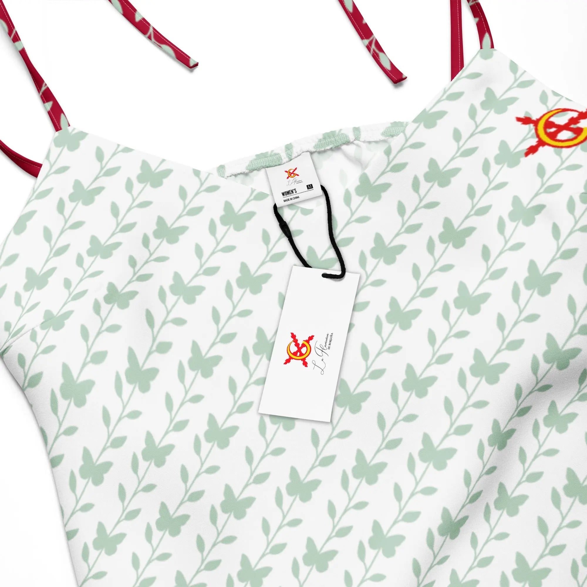 Comprar Vestido midi con tirantes ajustables Blanco y verde La Flamenca de Borgoña Bandera España