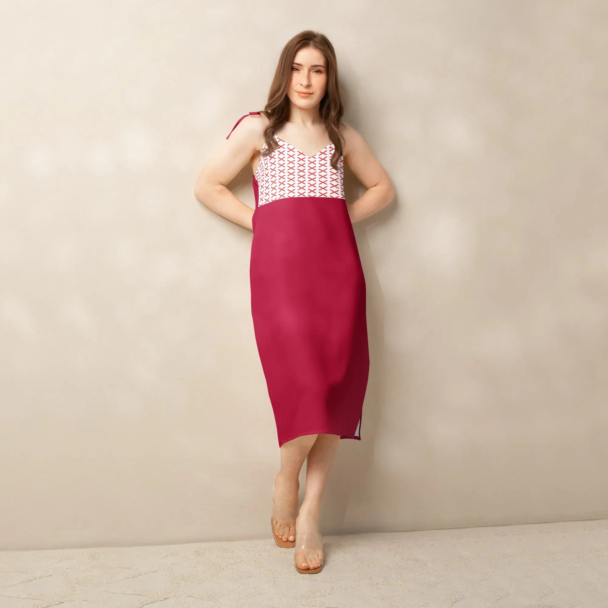 Comprar Vestido midi con tirantes ajustables Cruz de Borgoña La Flamenca de Borgoña Bandera España