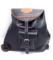 Zurrón Bandera España marrón piel - LaFlamencadeBorgoña