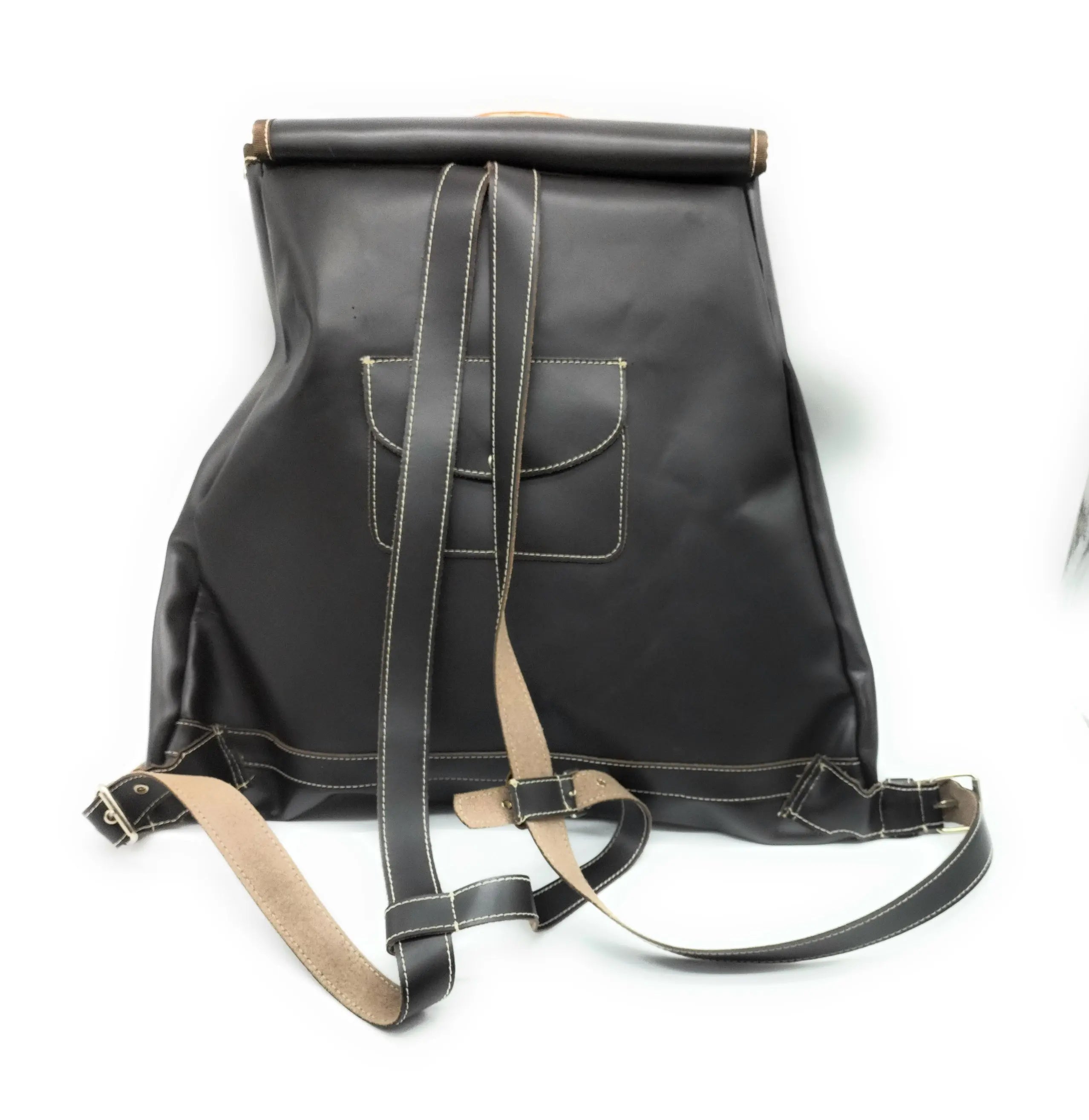 Zurrón Bandera España marrón piel - LaFlamencadeBorgoña