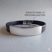 Leather bracelet with flag and plaque "Viva España"