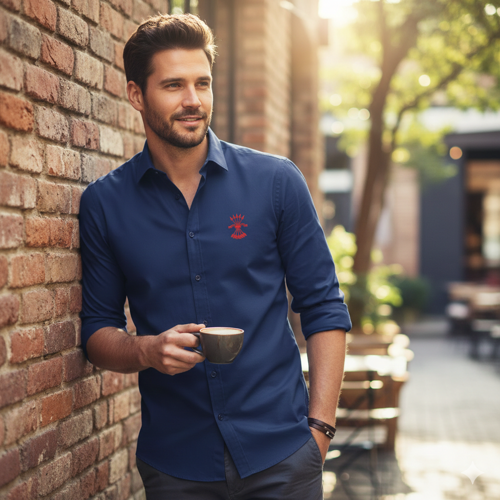 Camisa azul Falange con Yugo y Flechas