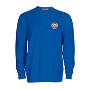 Jersey Bandera España hombre cuello pico azul Parche - LaFlamencadeBorgoña