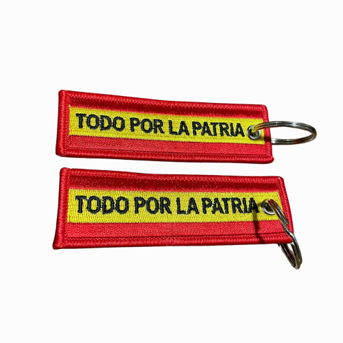 Llavero de Lona Bordada Guardia Civil con Bandera de España “Todo por la Patria”