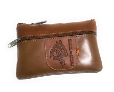 Monedero Caballo piel cuero 2 cremalleras