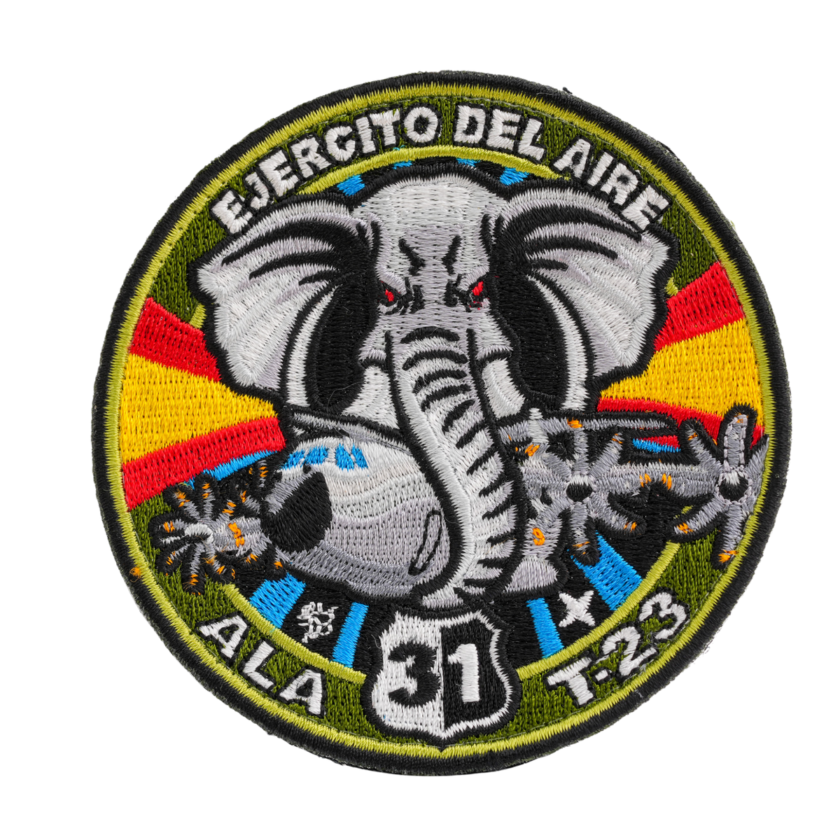 Parche Ejército del Aire ALA 31 T-23 Circular Bordado Velcro - 9cm