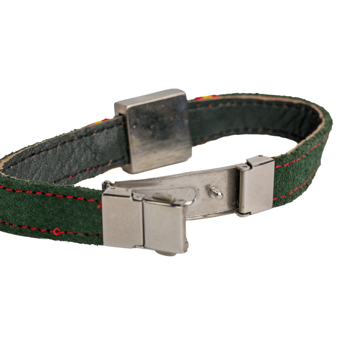 Pulsera Guardia Civil piel serraje verde con Bandera de España