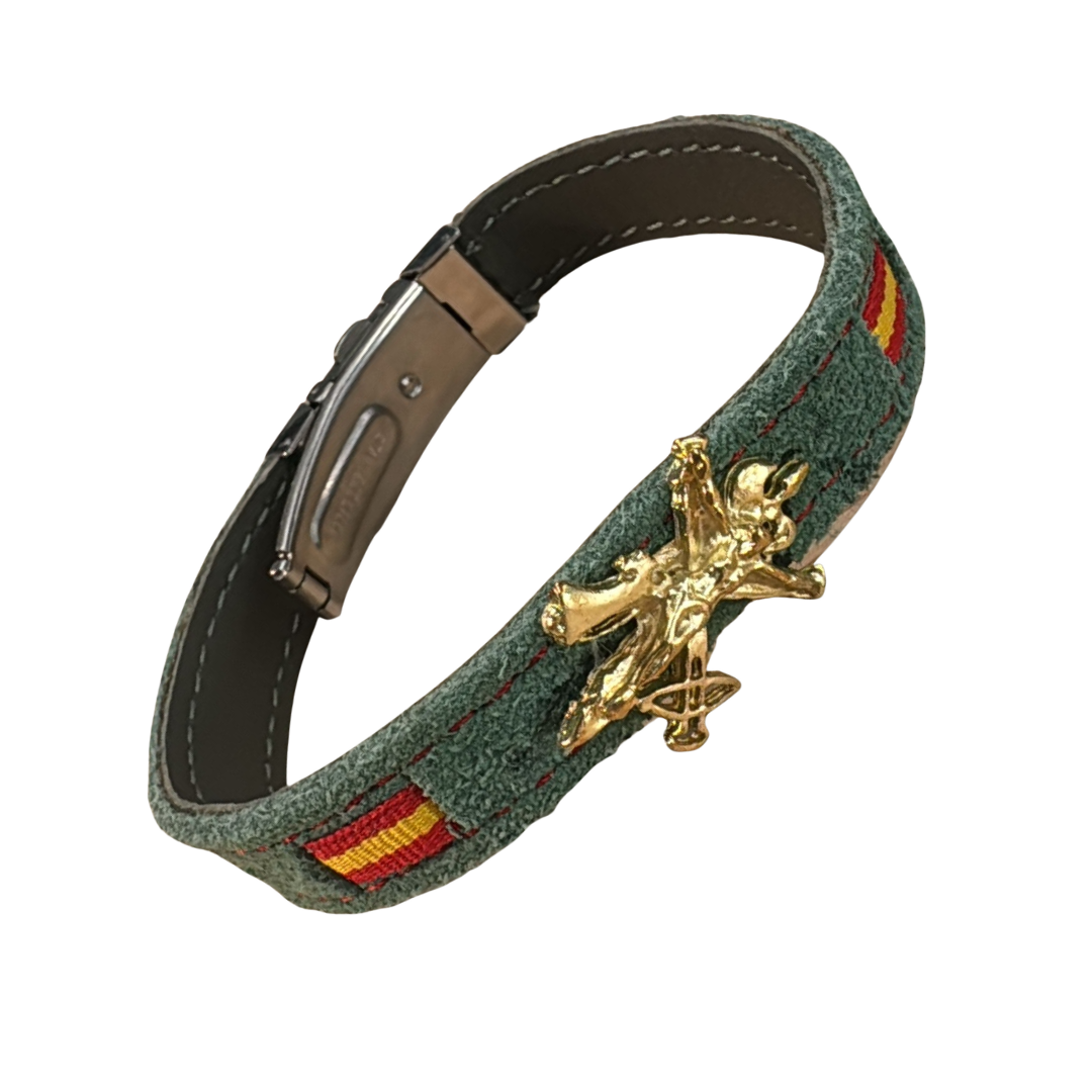 Pulsera piel Legión Cristo insignia metal relieve