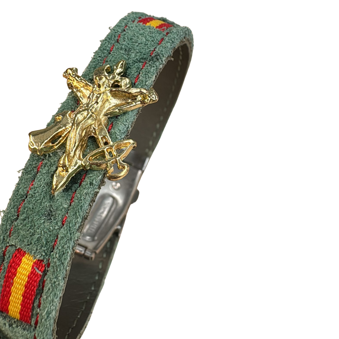Pulsera piel Legión Cristo insignia metal relieve