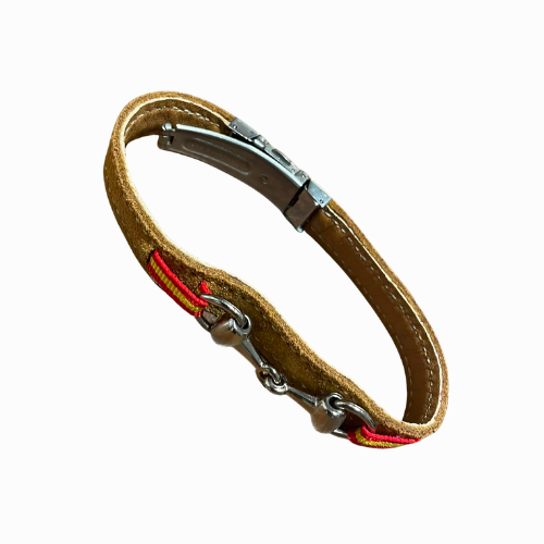 Pulsera de Piel de Serraje Mostaza con Mordida de Caballo