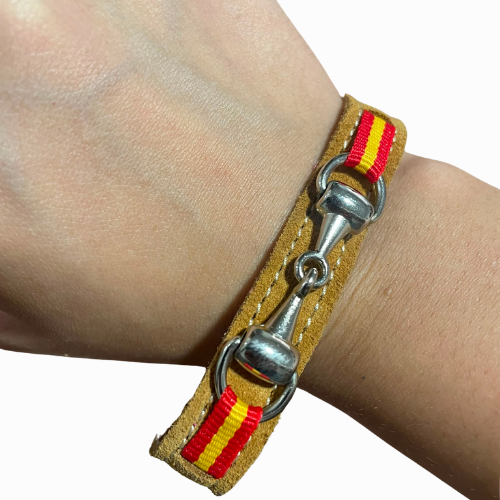 Pulsera de Piel de Serraje Mostaza con Mordida de Caballo