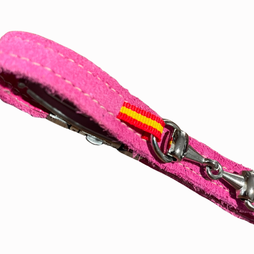 Pulsera de Piel de Serraje Rosa Capote con Mordida de caballo