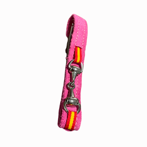 Pulsera de Piel de Serraje Rosa Capote con Mordida de caballo