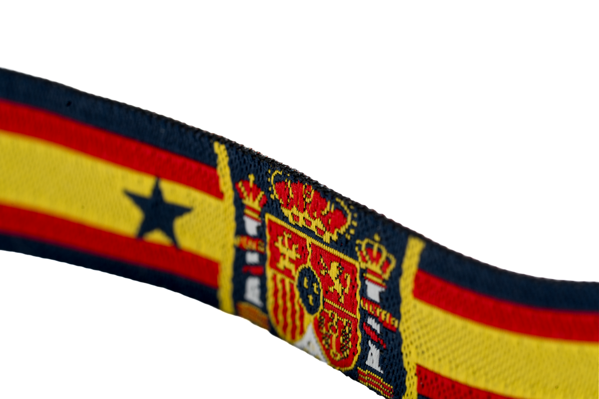 Pulsera de tela España con escudo y perfiles azules