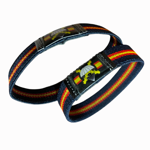 Pulsera elastica azul con escudo de la brigada paracaidista