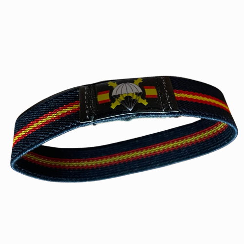 Pulsera elastica azul con escudo de la brigada paracaidista