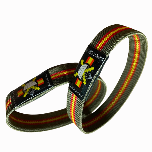 Pulsera elastica verde con escudo de la brigada paracaidista