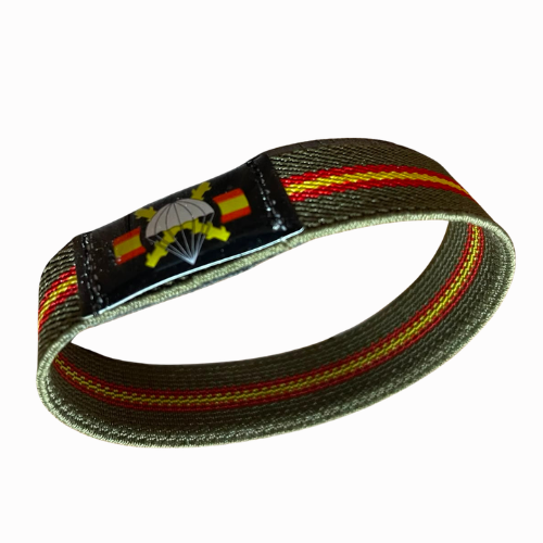 Pulsera elastica verde con escudo de la brigada paracaidista