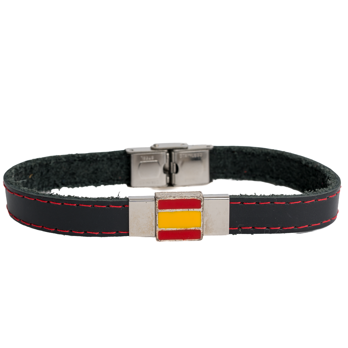Pulsera piel Bandera España piel adorno esmaltado