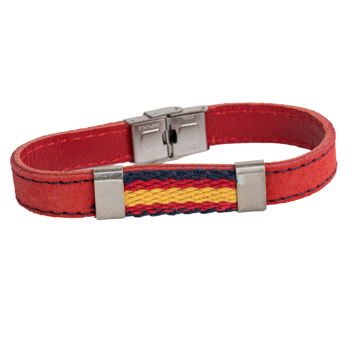Red suede Spanish flag bracelet with sea edge