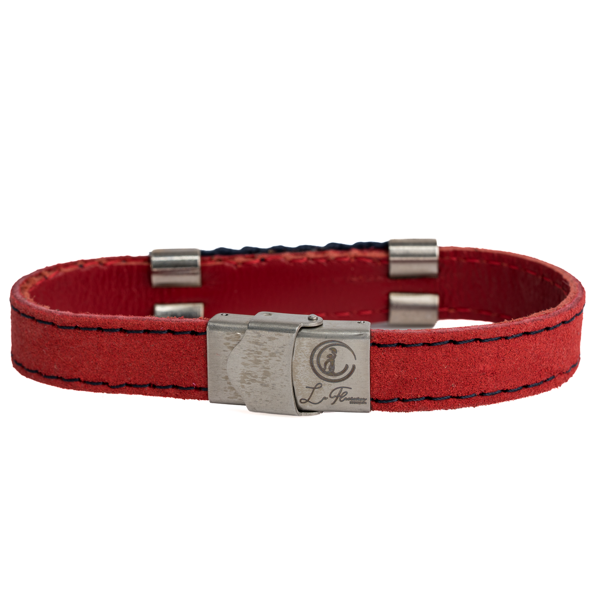 Red suede Spanish flag bracelet with sea edge